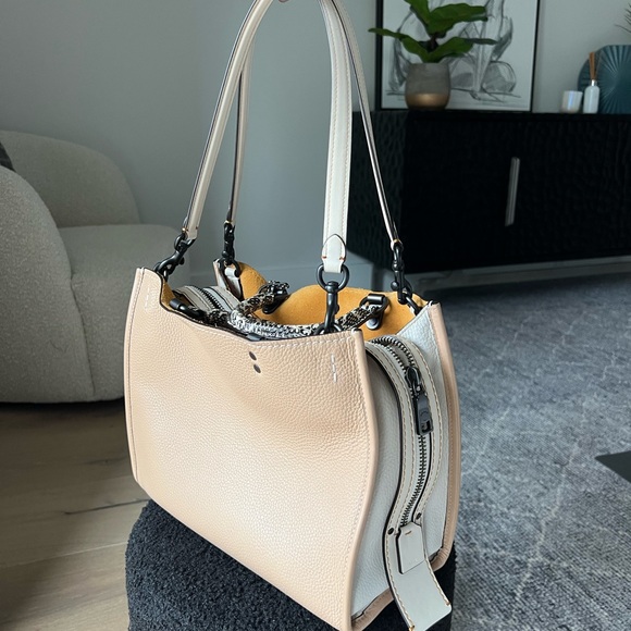 Coach Rouge Beige Tote with Snakeskin Accents - Picture 9 of 17